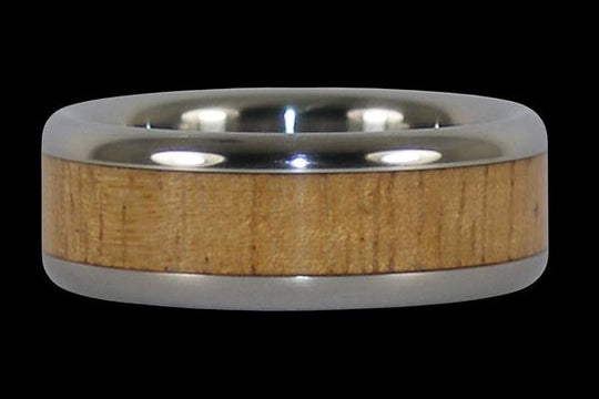 Anillo ligero de titanio de madera koa