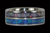 Blue Australian Opal Titanium Ring