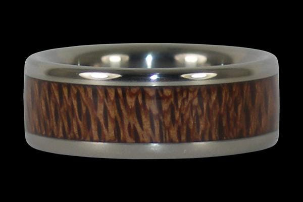 Mac Nut Wood Inlay Titanium Ring