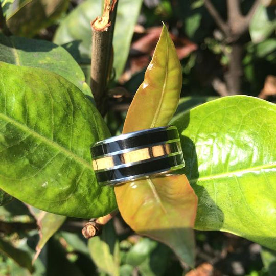 Black and White Ebony Big Kahuna Titanium Ring