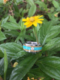 Diamant-Titan-Ring-Band mit Türkis und Mango-Holz