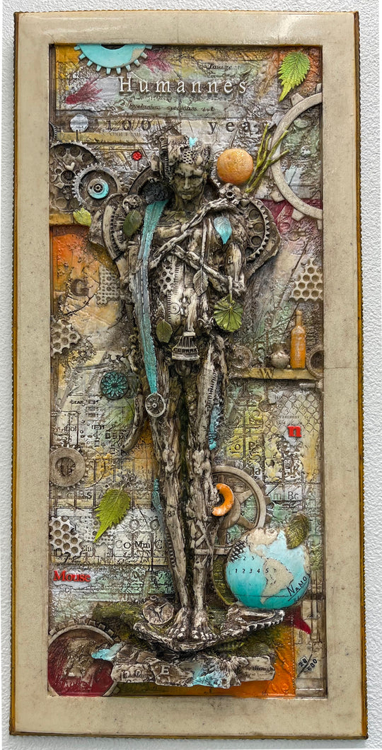 Man dot Earth Relief Mixed Media