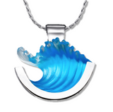 14k White Gold Medium Curl Wave Pendant