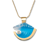 14K Medium Yellow Gold Wave Pendant with Diamond