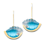 Pendientes de onda de oro amarillo de 14k con diamantes de .02ct