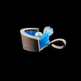 14K große Weißgold Perle Welle Anhänger