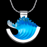 14k White Gold Medium Curl Wave Pendant