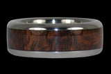 Dark Koa Wood Inlay Titanium Ring Band