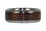 Dark Koa Wood Inlay Titanium Ring Band