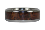 Dark Koa Wood Inlay Titanium Ring Band