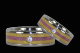 Anneau en titane en diamant avec de la sugilite rose