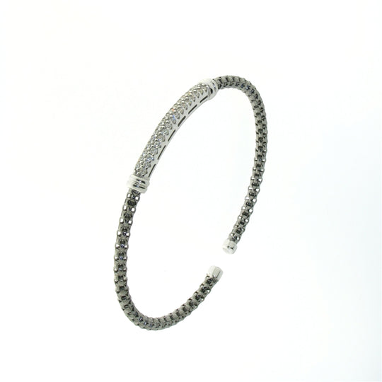 Sterling Silver CZ Flexible Bangle
