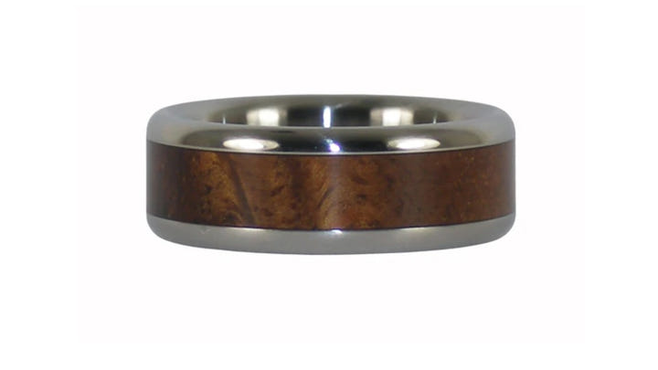 Curly Koa Wood Hawaii Titanium Ring