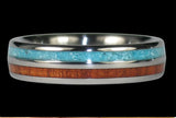 Turquoise and Koa Titanium Ring Band