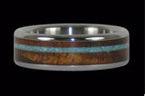 Turquoise et Koa Wood Titanium Ring