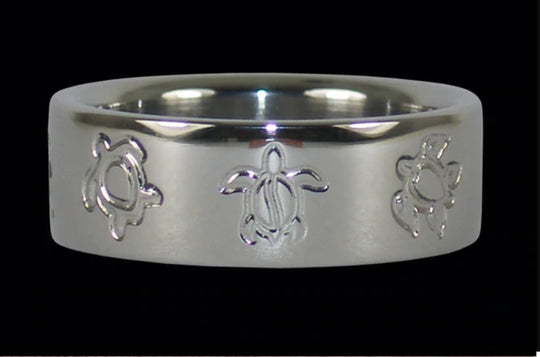 Turtle Engraving Titanium Ring Band