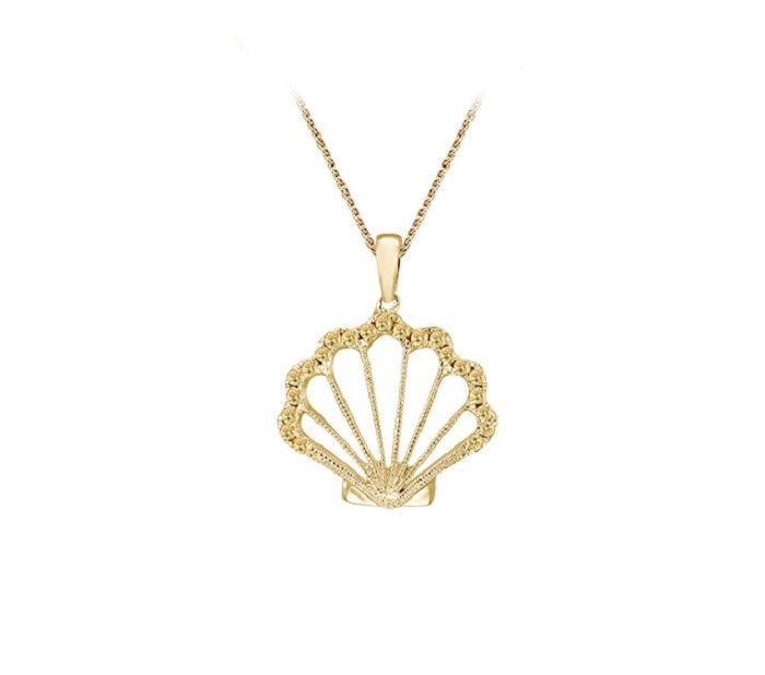 14K YELLOW SAPPHIRE SHELL PENDANT NECKLACE