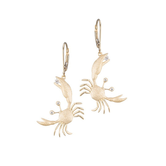 Pendientes de cangrejo de 14k 22 mm con 6 diamantes