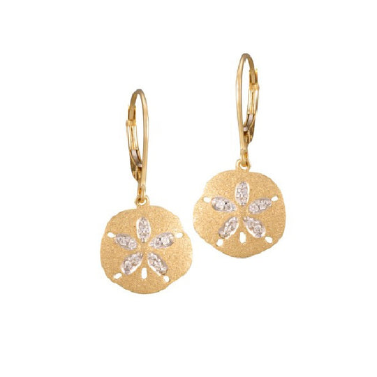 Pendientes de dólar de arena de 14k 12 mm con 20 diamantes