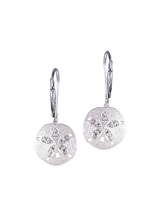 Earring de dólar de arena de 14k 12 mm con 20 diamantes