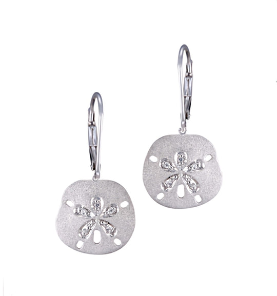 Arete de 15 mm de 14k de dólar de arena con 10 diamantes
