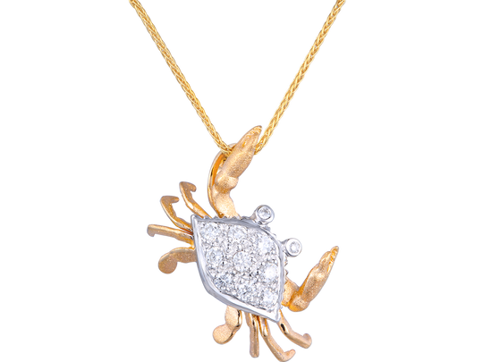 Colgante de cangrejo de 14k 2/tono con 11 diamantes