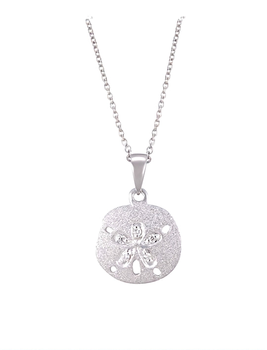 Colgante de dólar de arena de 14k 15 mm con 5 diamantes