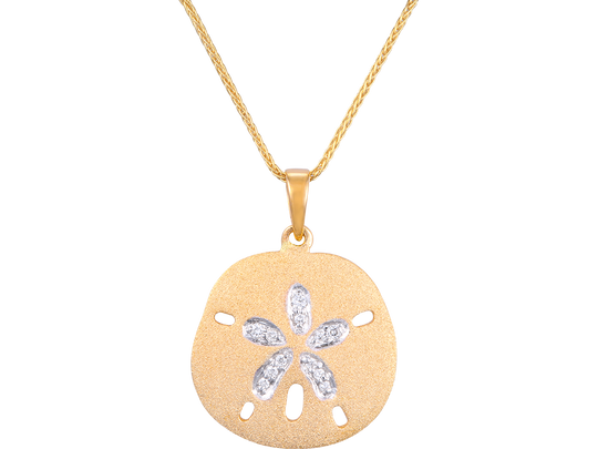 Colgante de 21 mm de 14k de dólar de arena con 12 diamantes