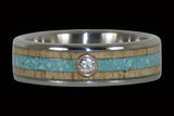 Diamant-Titan-Ring-Band mit Türkis und Mango-Holz