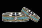 Diamant-Titan-Ring-Band mit Türkis und Mango-Holz