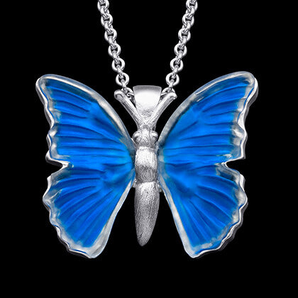 Pendentif de papillon en or blanc 14K