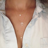 White Topaz Kite Necklace with Bezel Diamond Drop Lariat