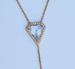 White Topaz Kite Necklace with Bezel Diamond Drop Lariat