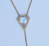 White Topaz Kite Necklace with Bezel Diamond Drop Lariat