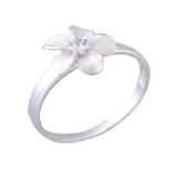10mm Precious Silver Plumeria Ring with White Sapphire and heavy shank