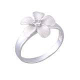 13mm Precious Silver Flower Ring with White Sapphire