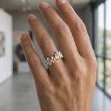 14k 2/tone 8mm Plumeria Ring with 4 Diamonds — worn on model (blonde, view 2)