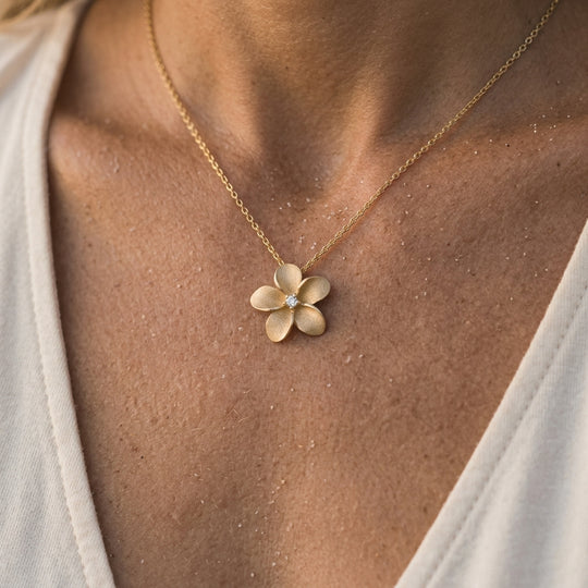 14k 13mm Diamond Plumeria Slide