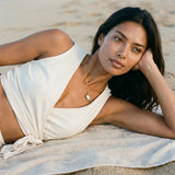 14k 2/tone 25mm Crab Pendant with 2 Diamonds — worn on model (brunette, view 1)
