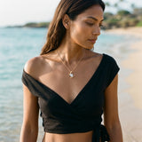 14k 2/tone Crab Pendant with 11 Diamonds — worn on model (brunette, view 2)