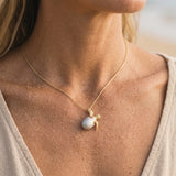 14k 2/tone 20mm Hatching Turtle Pendant with 2 Diamonds — worn on model (blonde, view 3)