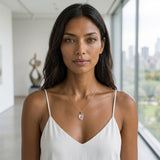 14K Yellow Gold Spirit Wings Pendant with Diamond — worn on model (brunette, view 2)