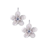 11mm Precious Silver Plumeria Earrings with 2 White Sapphire