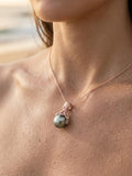 Rose Gold Octopus Pendant With 13mm Tahitian Pearl & Diamonds — close-up on model