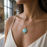 18k Treasure Island Large Hawaiian Island Pendant — worn on model (brunette, view 2)