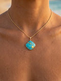 18k Treasure Island Large Hawaiian Island Pendant — close-up on model