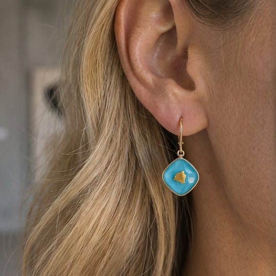 18k Treasure Island Oahu 14mm Earrings