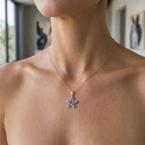 14k 2/tone 15mm Starfish Pendant with 39 Pastel Blue Sapphires — worn on model (blonde, view 2)