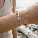 2/tone 14k Plumeria Lei Bracelet with 6 diamonds — worn on model (blonde, view 4)