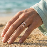 2/tone 14k 6 & 8mm "HANG 5" Plumeria Ring with 2 diamonds — worn on model (blonde, view 4)